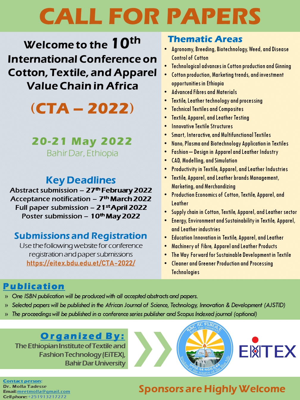 10th International Conference on Cotton, Textile, and Apparel Value Chain in Africa (CTA – 2022)