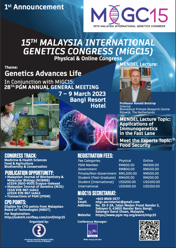 15th Malaysia International Genetics Congress 2023 (MiGC15)