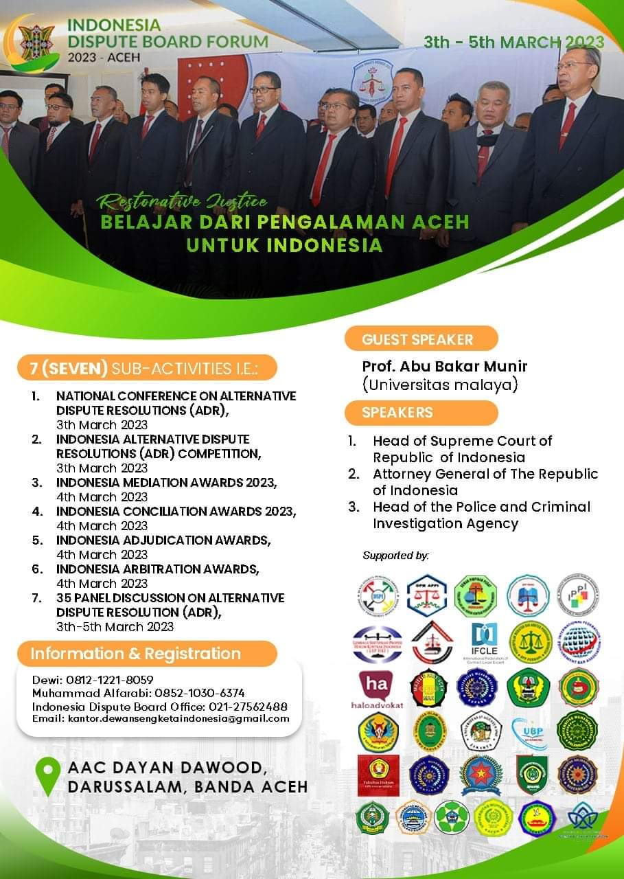 INDONESIA DISPUTE BOARD FORUM 2023 IN BANDA ACEH, INDONESIA