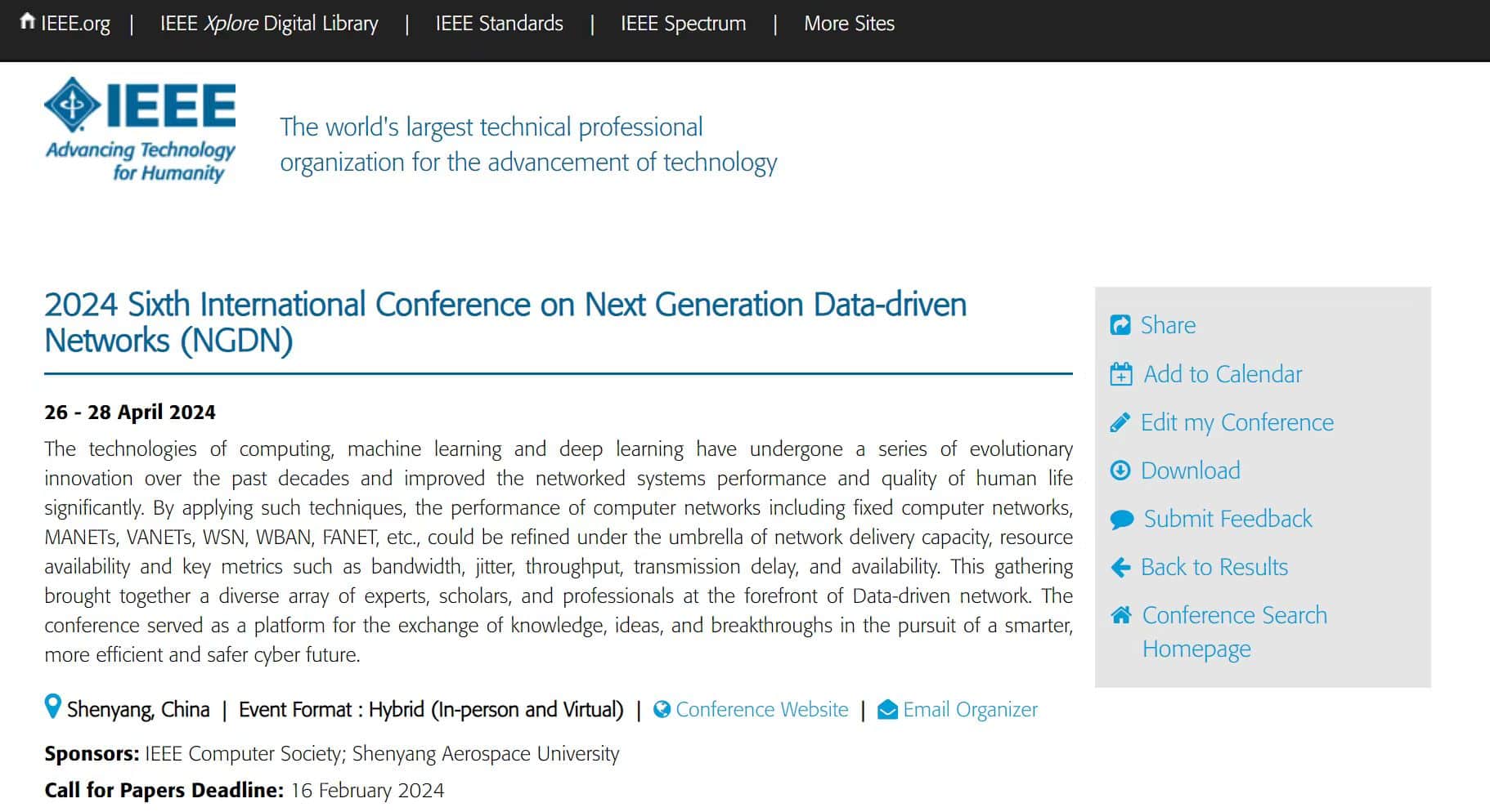 2024 IEEE The Sixth International Conference on Next Generation Data-driven Networks (NGDN 2024)