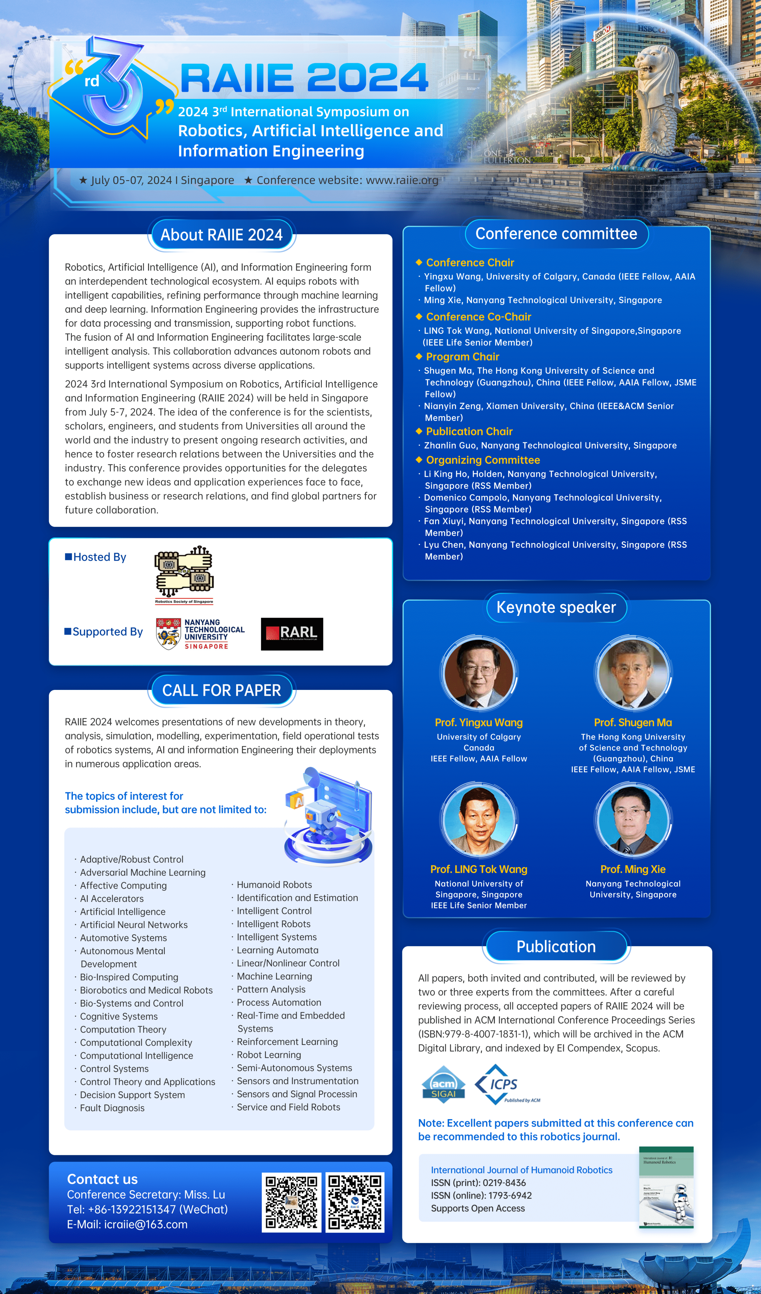 2024 3rd International Symposium on Robotics, Artificial Intelligence and Information Engineering (RAIIE 2024)