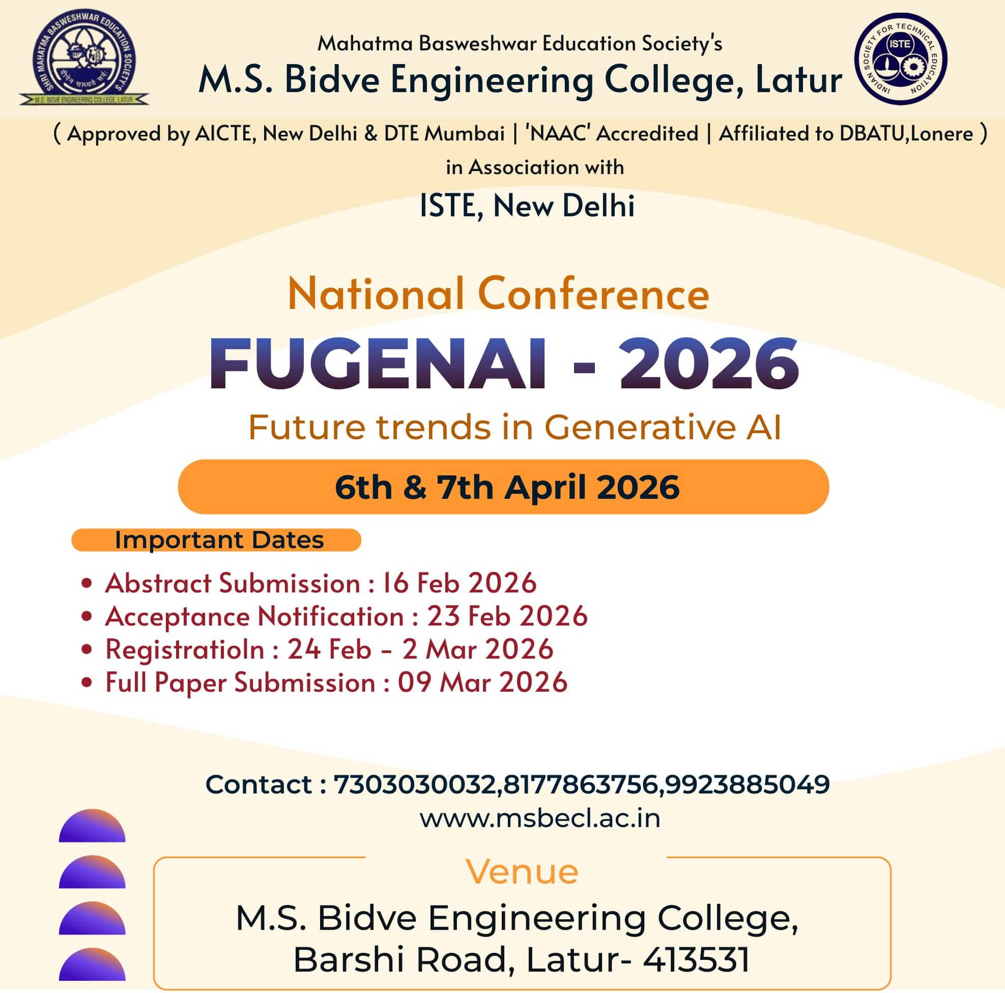 National Conference on Future Trends in Generative AI (FUGENAI-2026)