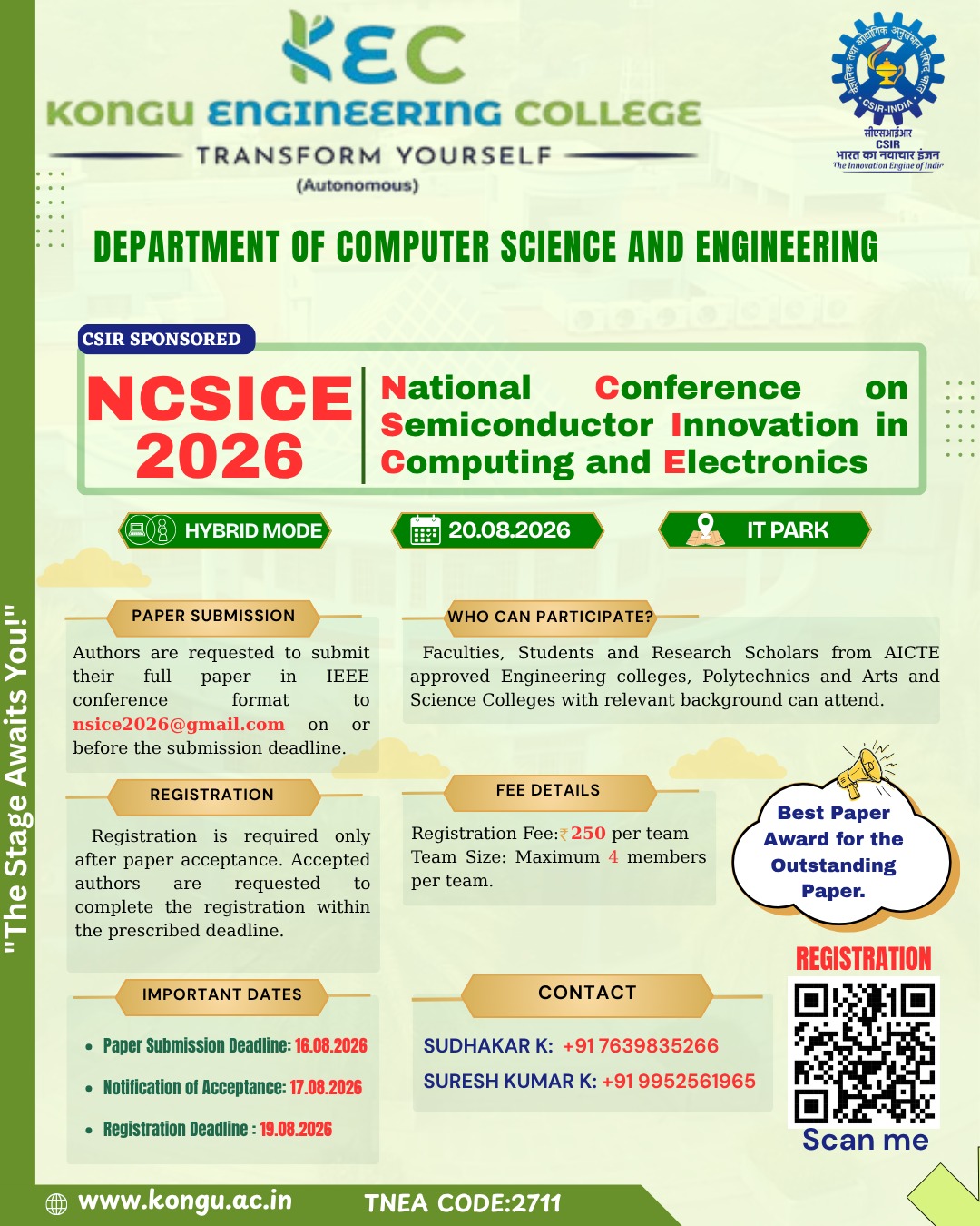 CSIR Sponsored National Conference on Semiconductor Innovation in Computing and Electronics